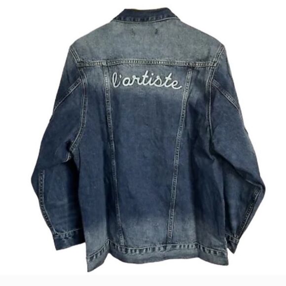 Free People x Sandrine Rose Denim Jacket Not Yours L'artiste NWT - Picture 6 of 10